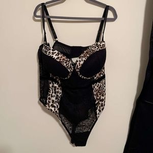 Dreamgirl Animal Print Teddy W/ stretch Lace panels.